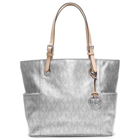 michael kors silver glitter bag|Michael Kors metallic silver handbags.